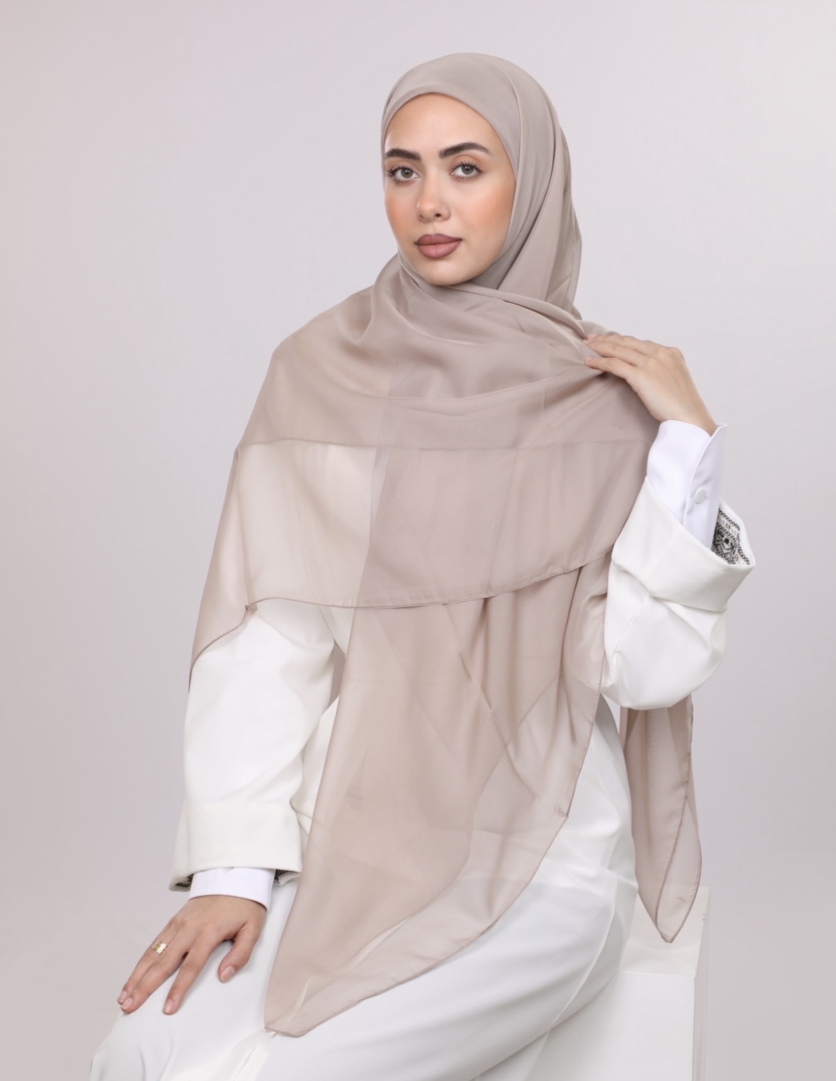 Light Taupe Chiffon echarp