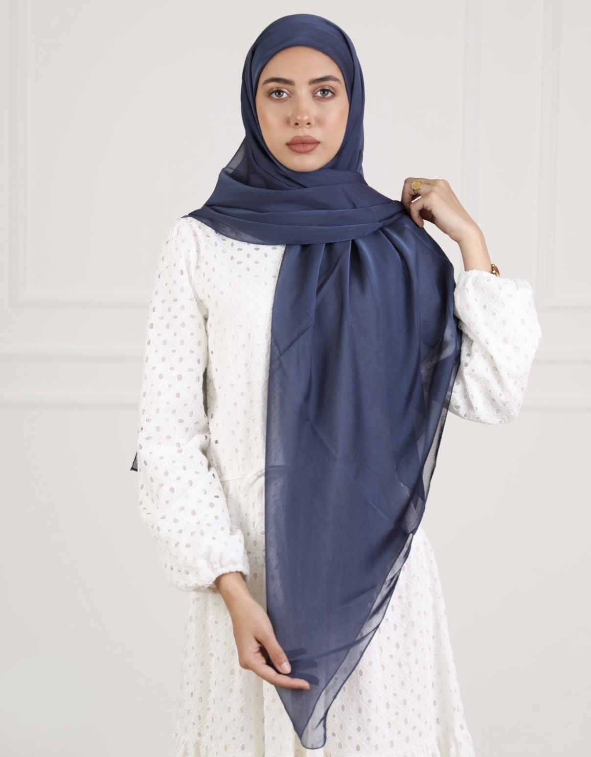 Navy Blue Chiffon echarp