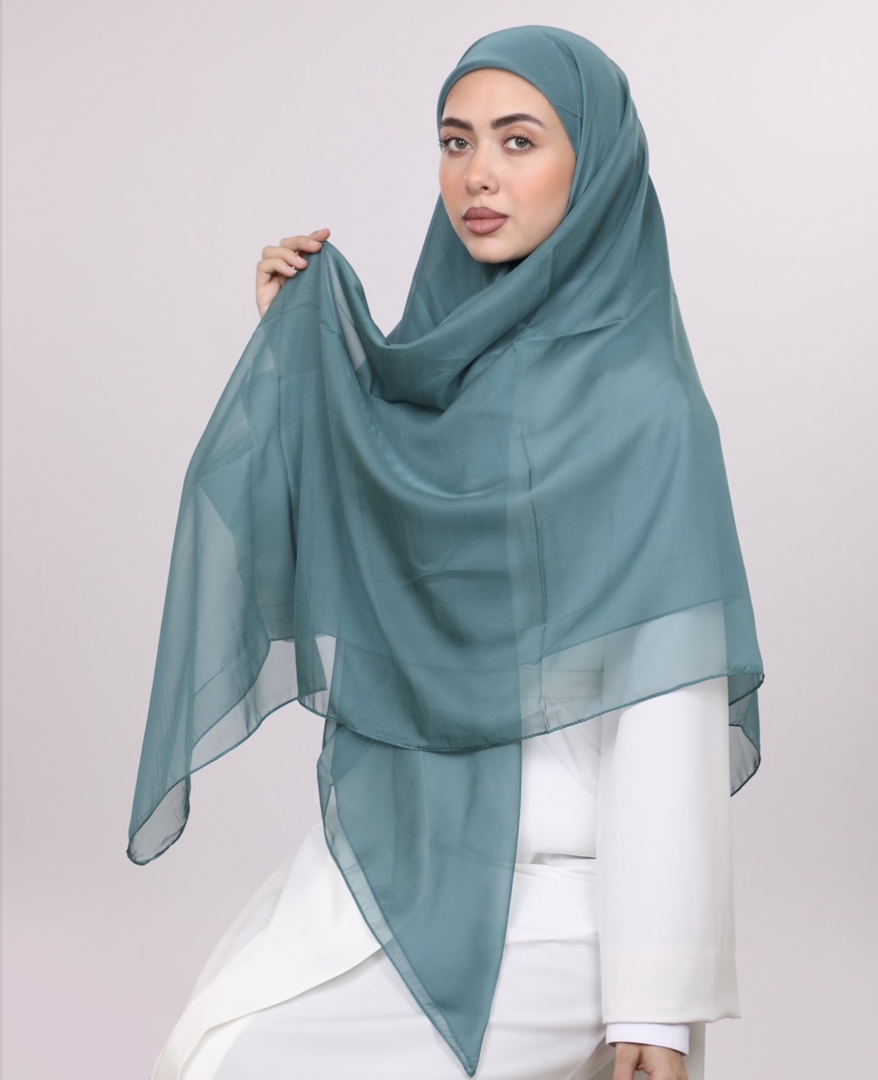 Elegant Teal Chiffon echarp