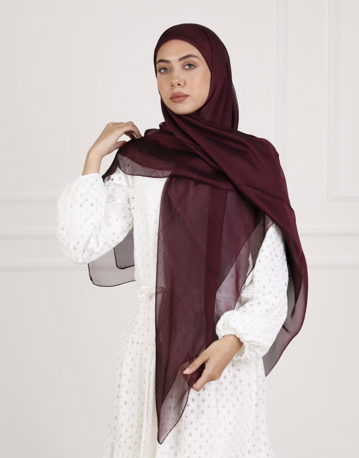 Burgundy Chiffon echarp