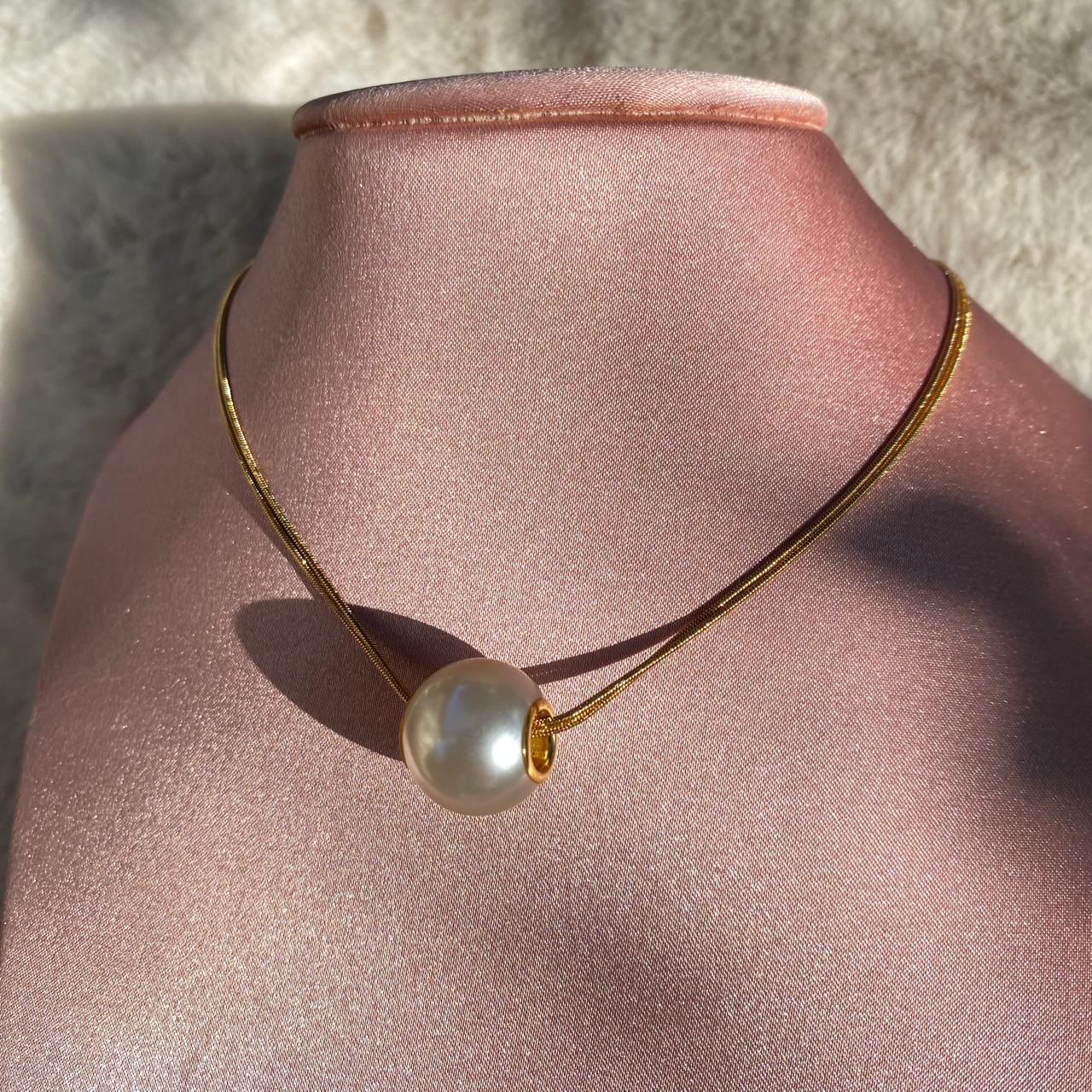 Collar Dije Perla Dorado/Plateado