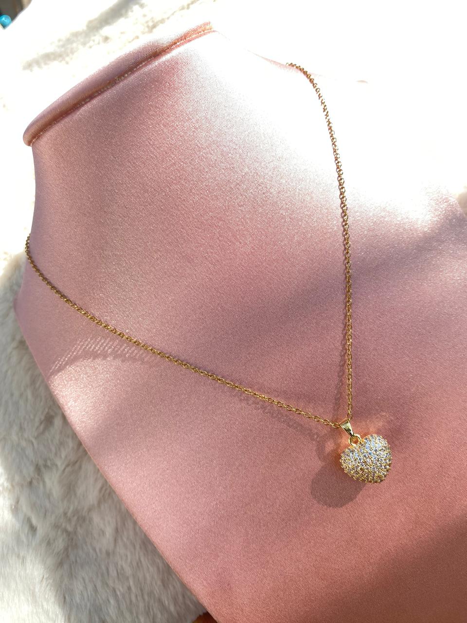 Cadena Corazón Zirconia Dorado/Plateado