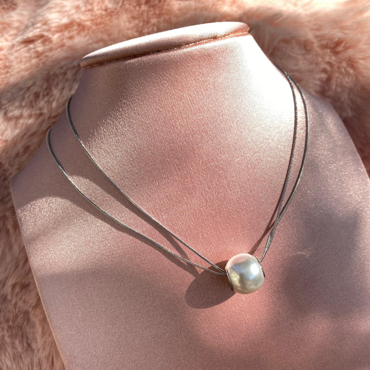 Collar Dije Perla Dorado/Plateado