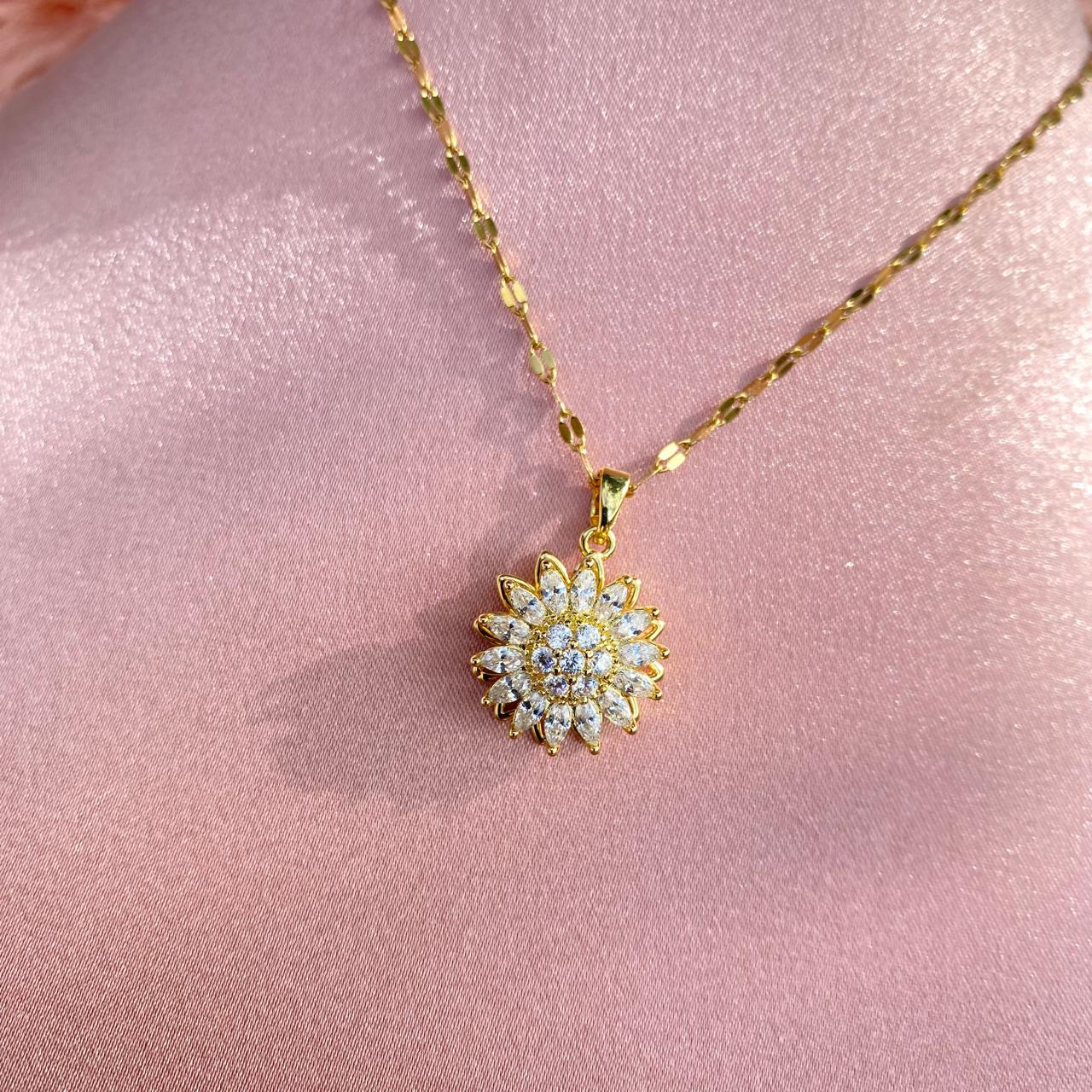 Cadena Dije Girasol Cristales