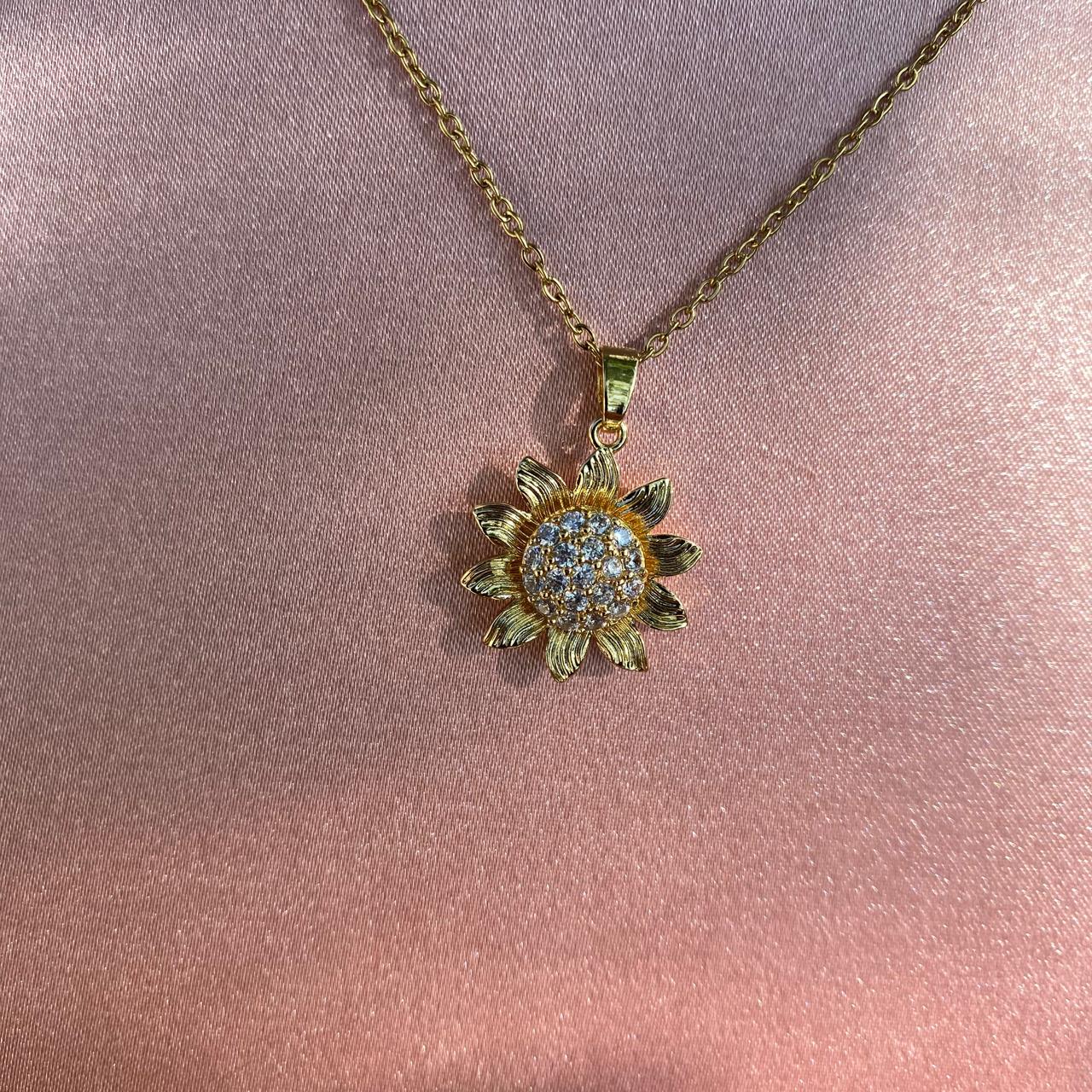 Cadena Dije Girasol Dorado/Plateado