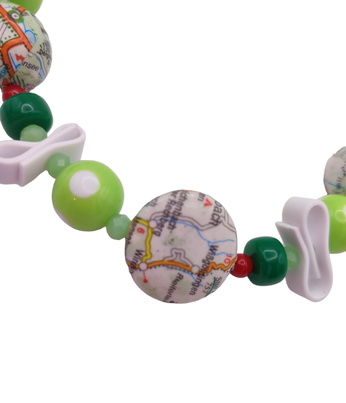 Collana artigianale girocollo carta mappa stradale