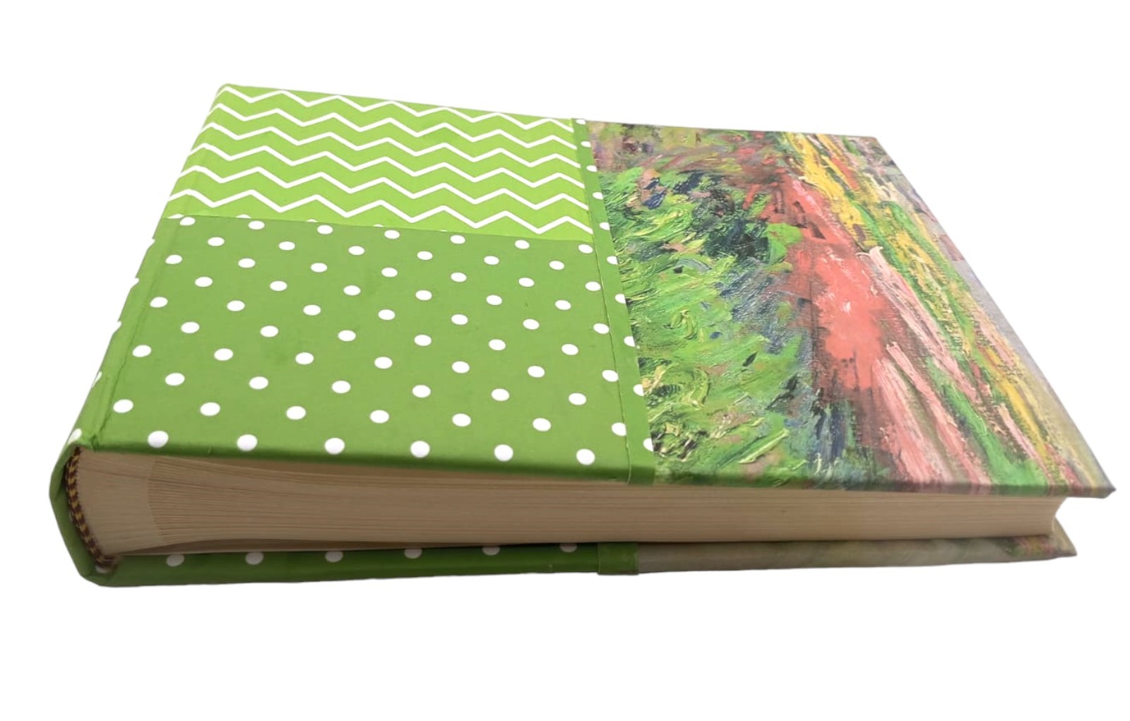 Album fotografico artigianale patterns verdi e particolare dello "Stagno delle Ninfee" di Monet