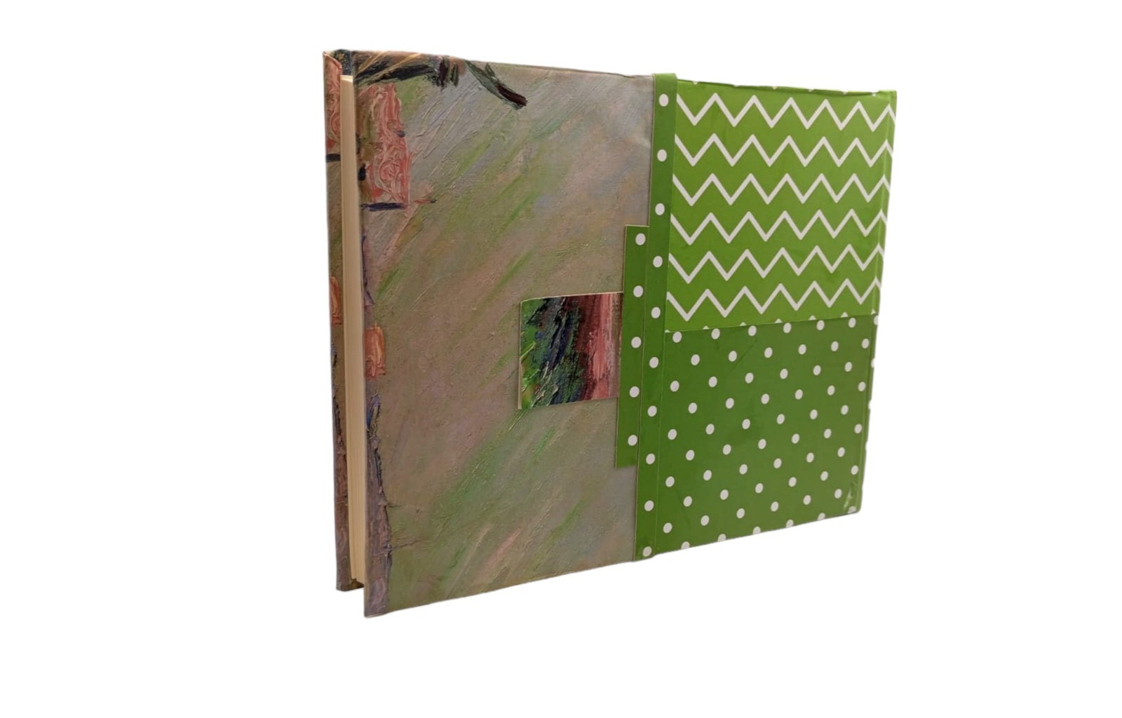 Album fotografico artigianale patterns verdi e particolare dello "Stagno delle Ninfee" di Monet