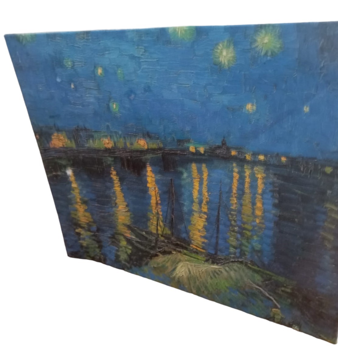 Cornice artigianale ispirata al dipinto "Notte stellata sul Rodano" di Van Gogh