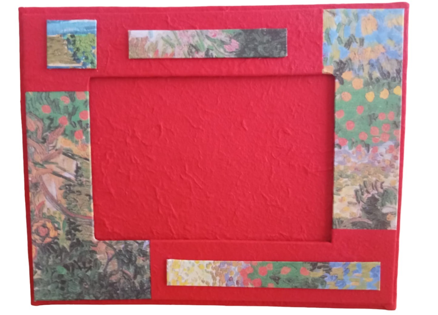 Cornice artigianale ispirata al dipinto "Giardino fiorito con sentiero" di Van Gogh