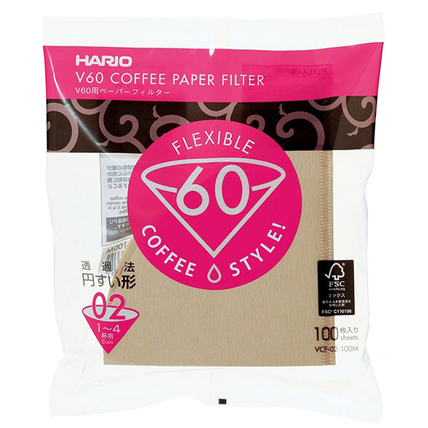 Hario V60-02 filtrai, 100 vnt.