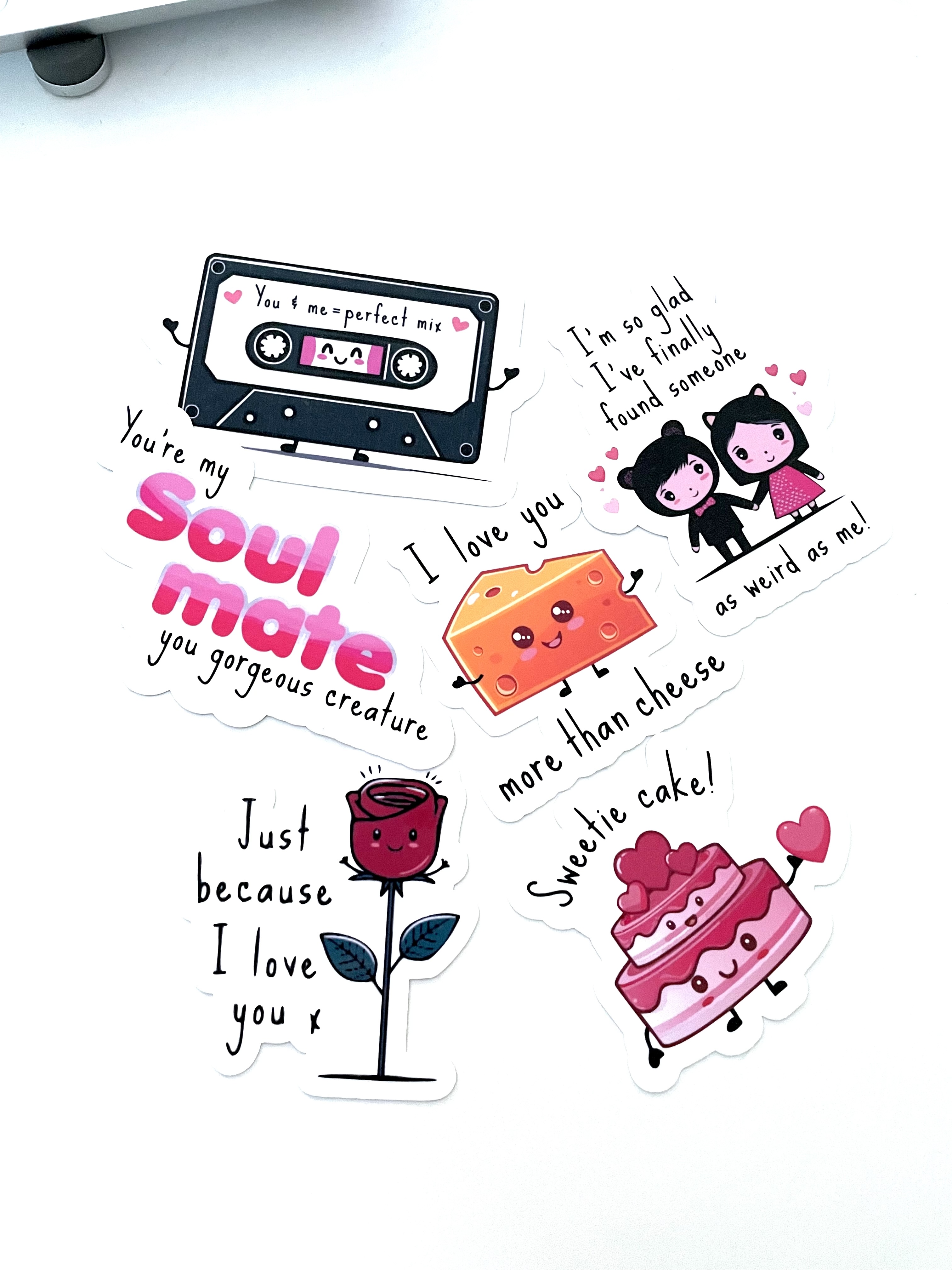 Cute romance themed stickers - Available as a set or separately - Set 1