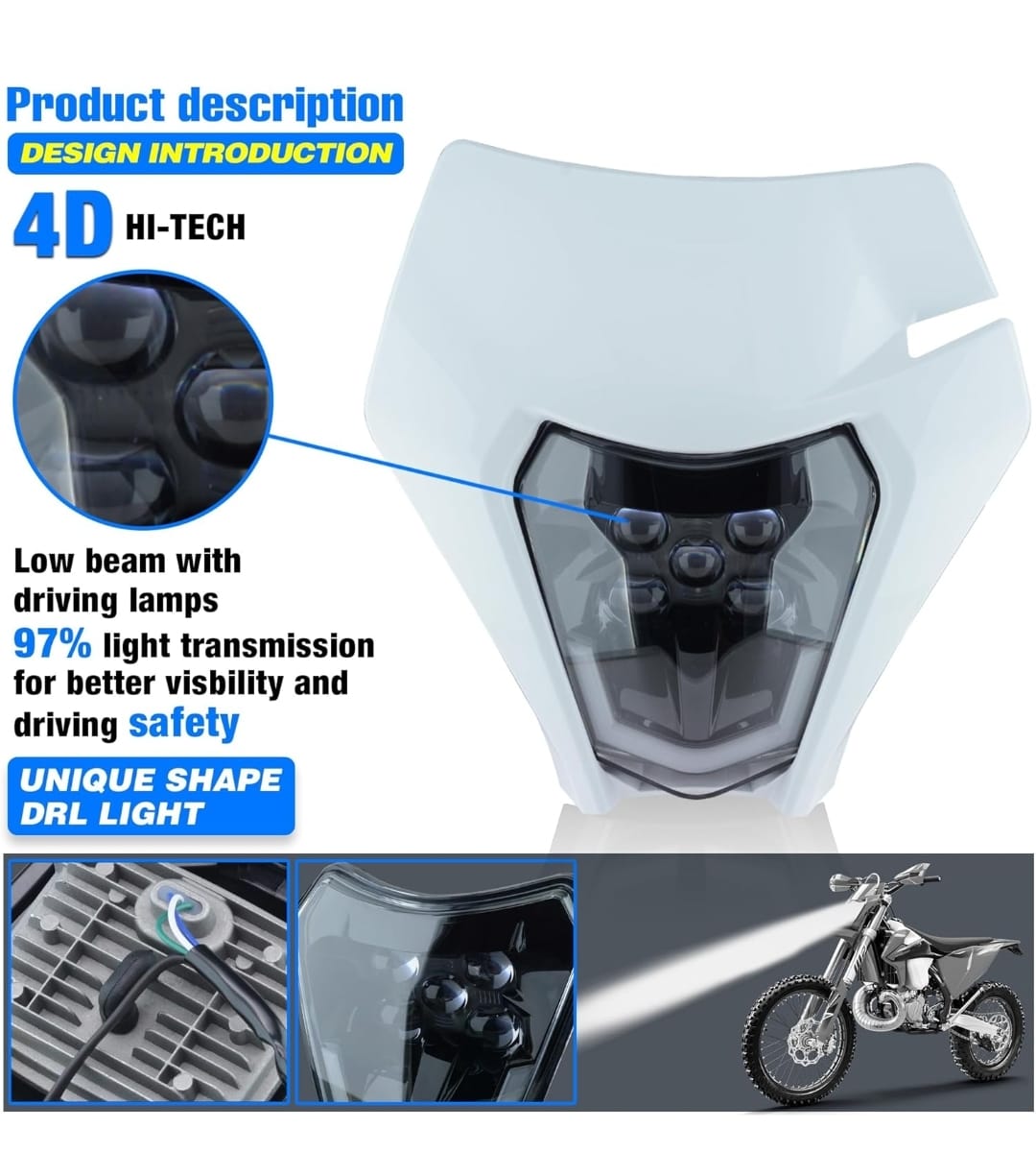 Faro Led ensamblado con mascarilla Blanca