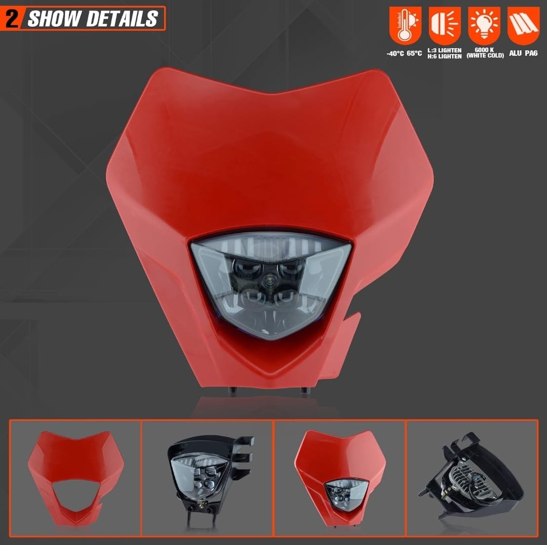 Faro Led ensamblado con mascarilla Roja