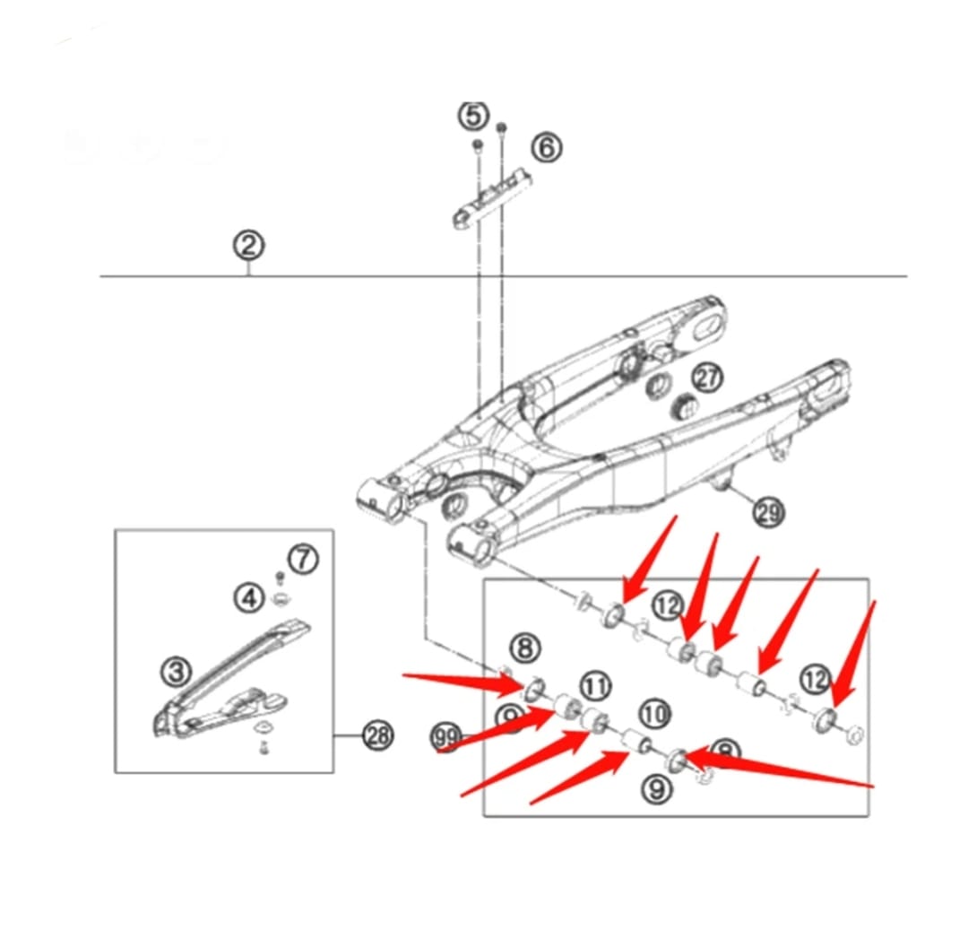 Kit de reparación de rodamientos de basculante