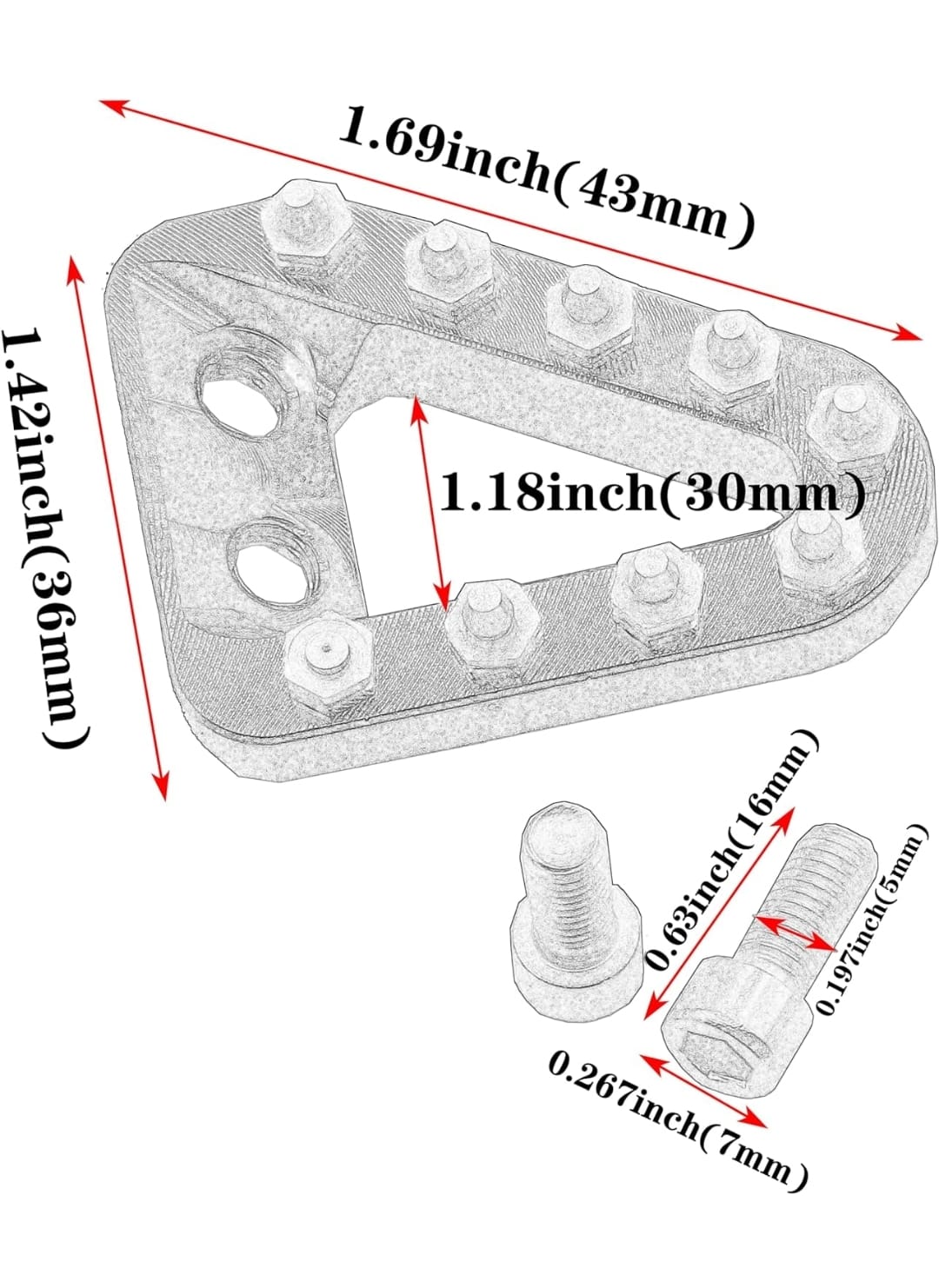 Punta pedal de freno plata