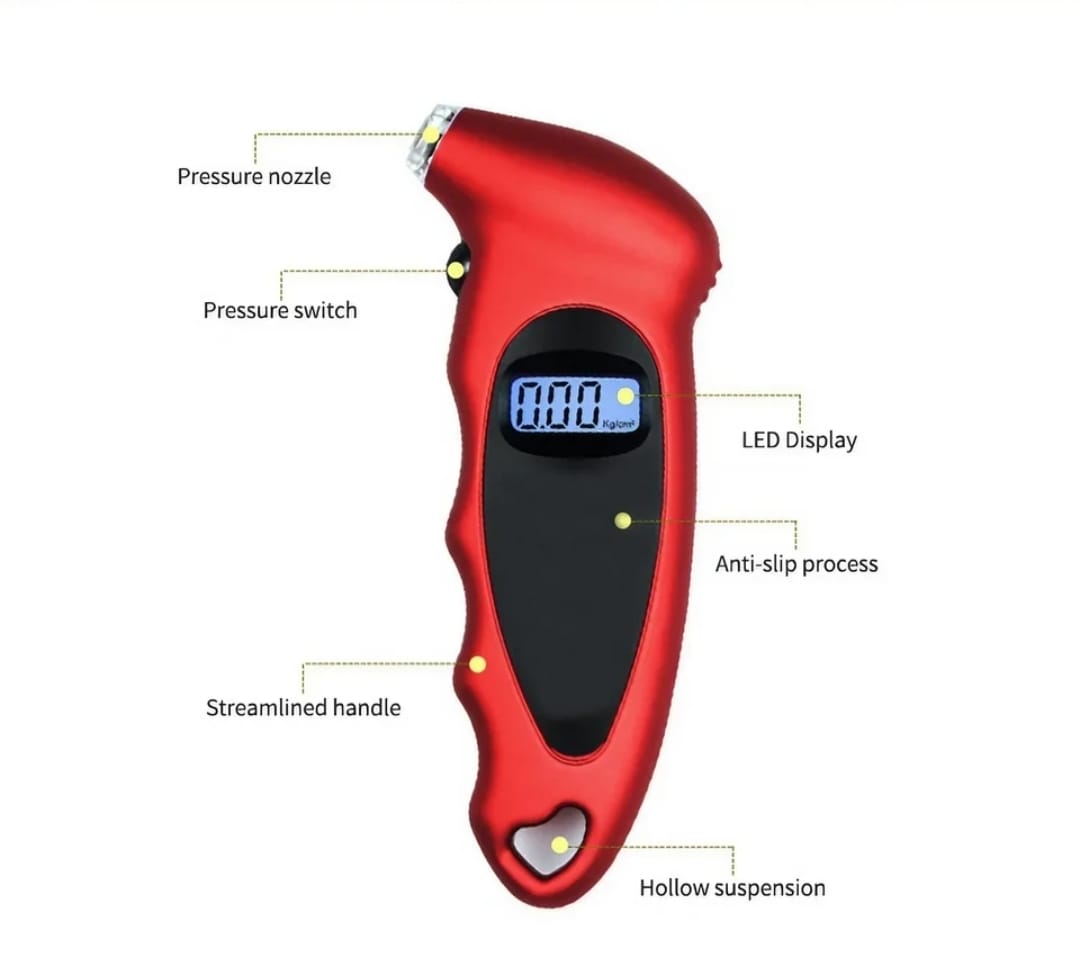 Manómetro digital medidor de presión de aire rojo