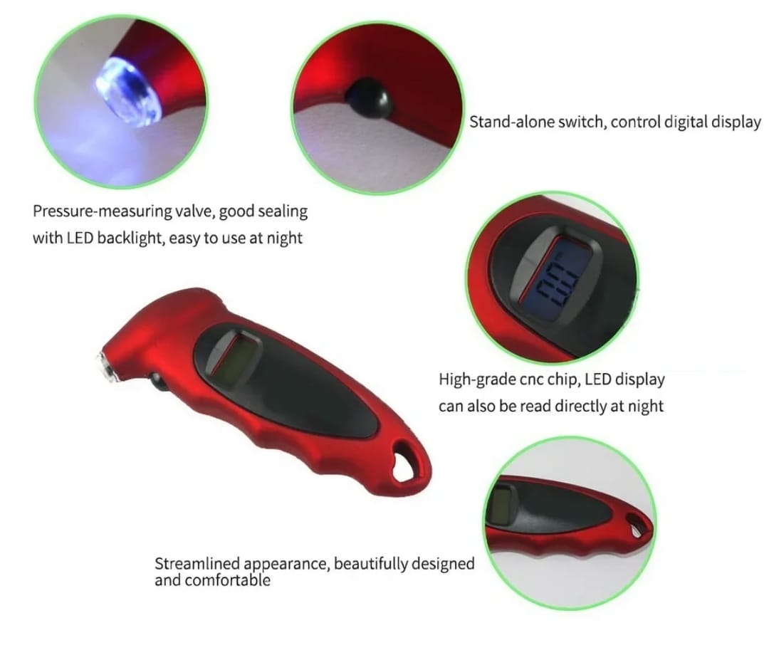 Manómetro digital medidor de presión de aire rojo