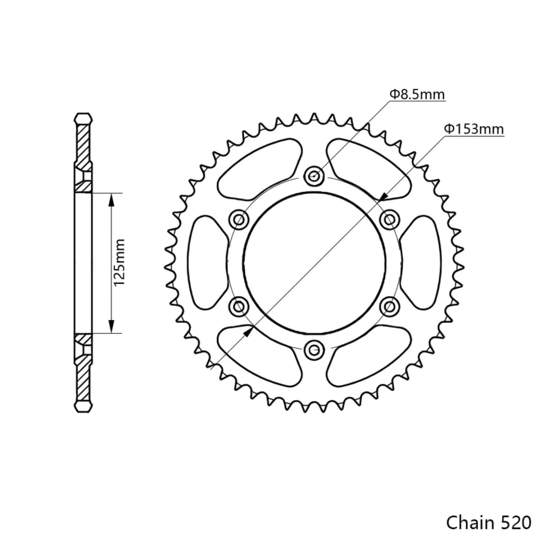 Catalina de aluminio con filo de acero de 51 dientes