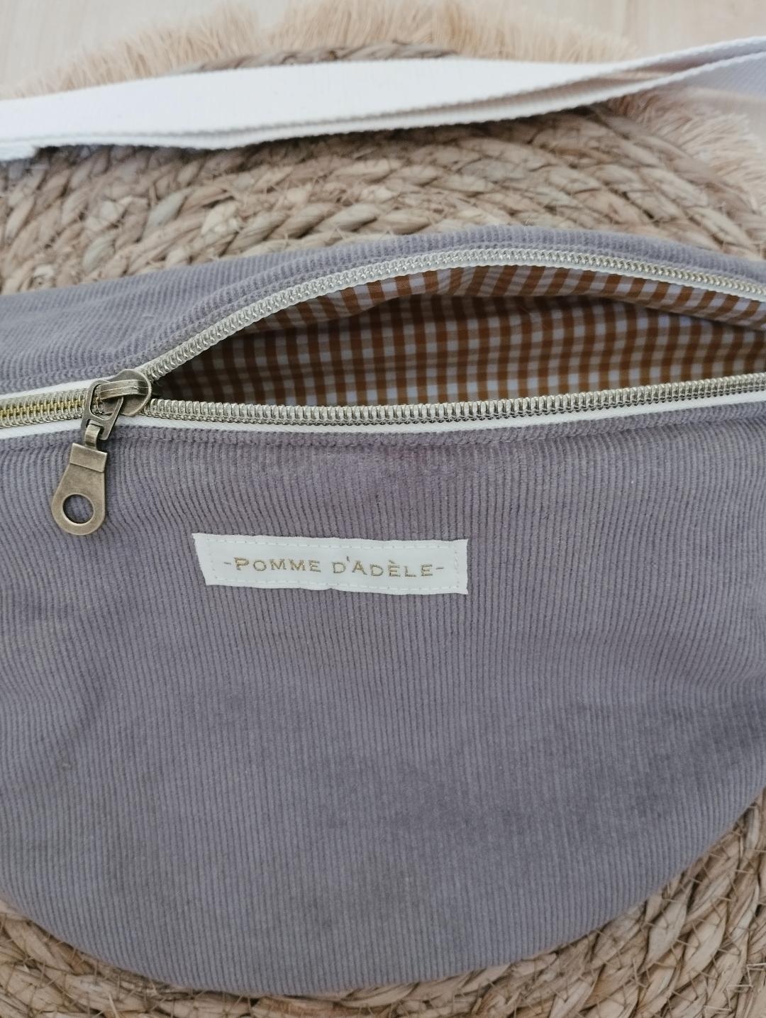 Sac banane en velours taupe taille maxi