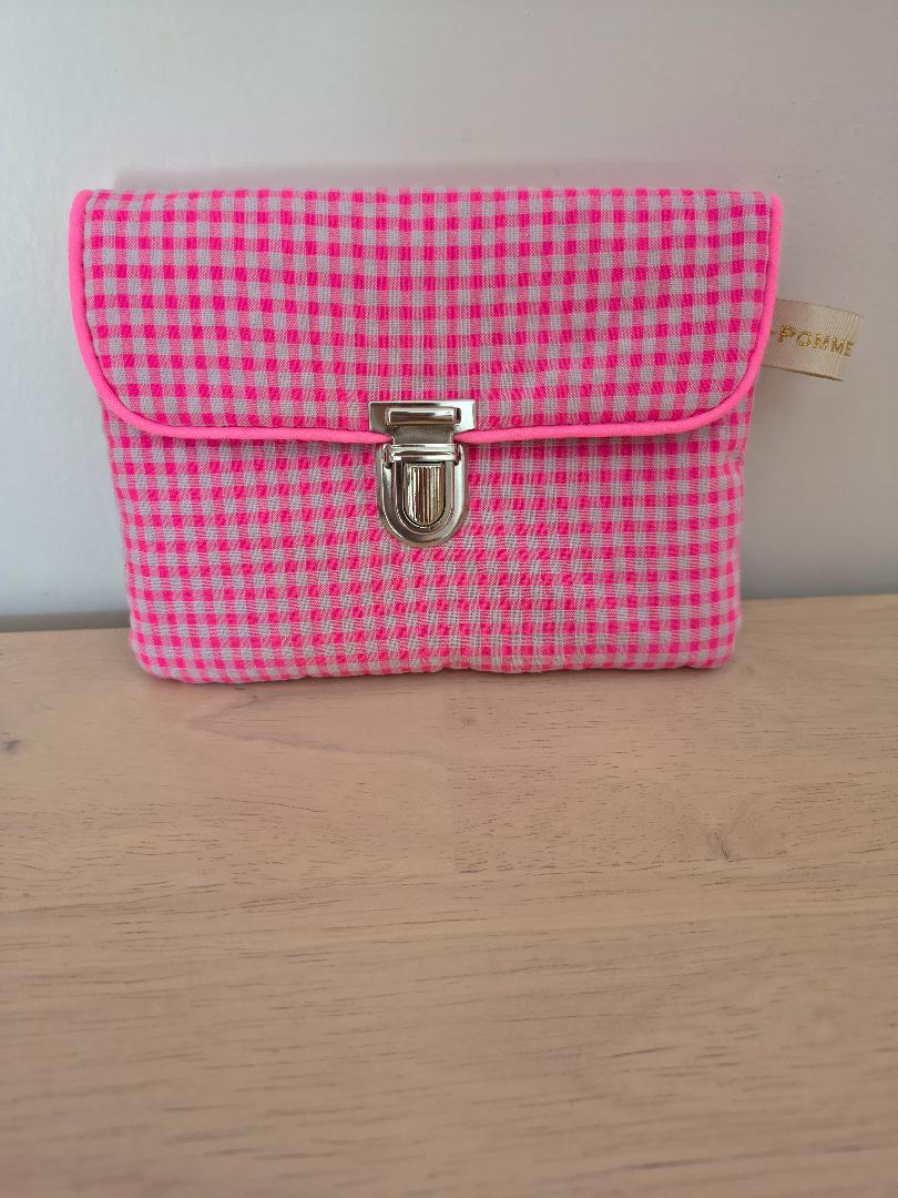 Pochette attache-cartable rose fluo