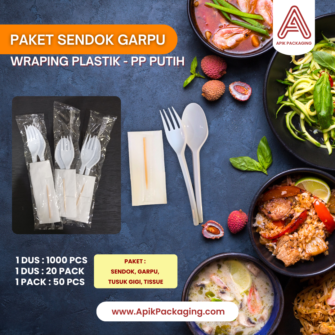 Paket Sendok Garpu Wraping Plastik - PP Putih