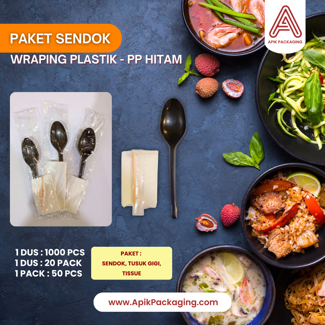 Paket Sendok Wraping Plastik - PP Hitam
