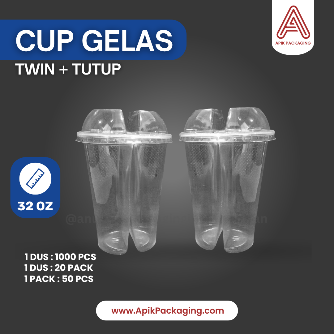 Cup Gelas Twin + Tutup / Cup Gelas Thailand