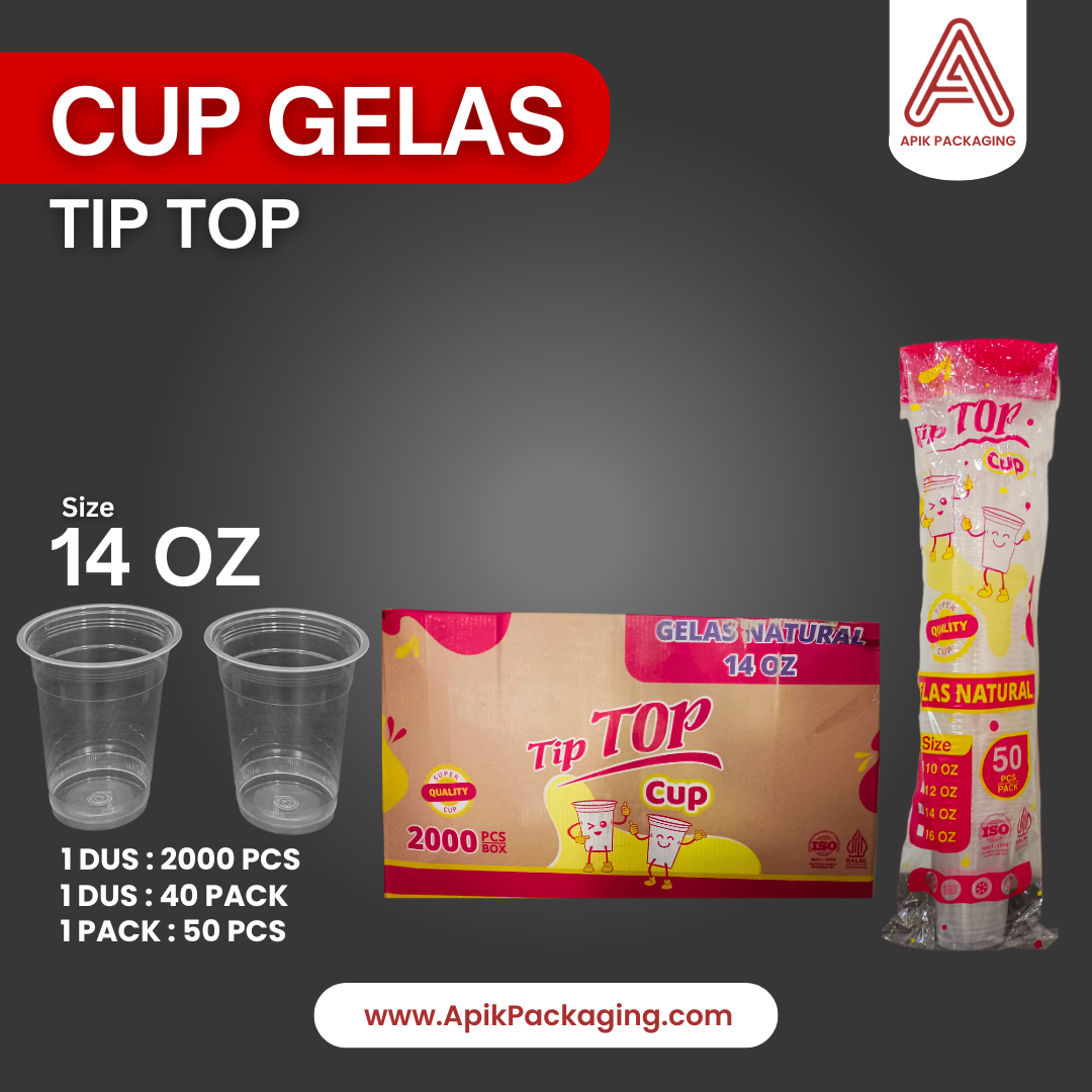 Cup Gelas Tip Top - 14 OZ, 16 OZ, 18 OZ, 22 OZ