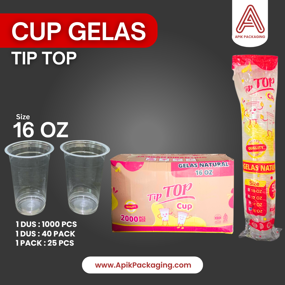 Cup Gelas Tip Top - 14 OZ, 16 OZ, 18 OZ, 22 OZ