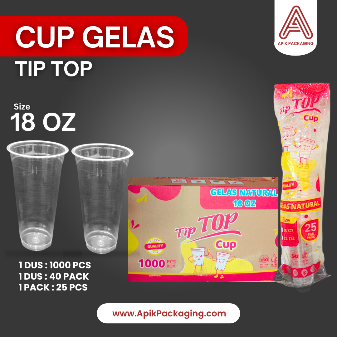 Cup Gelas Tip Top - 14 OZ, 16 OZ, 18 OZ, 22 OZ