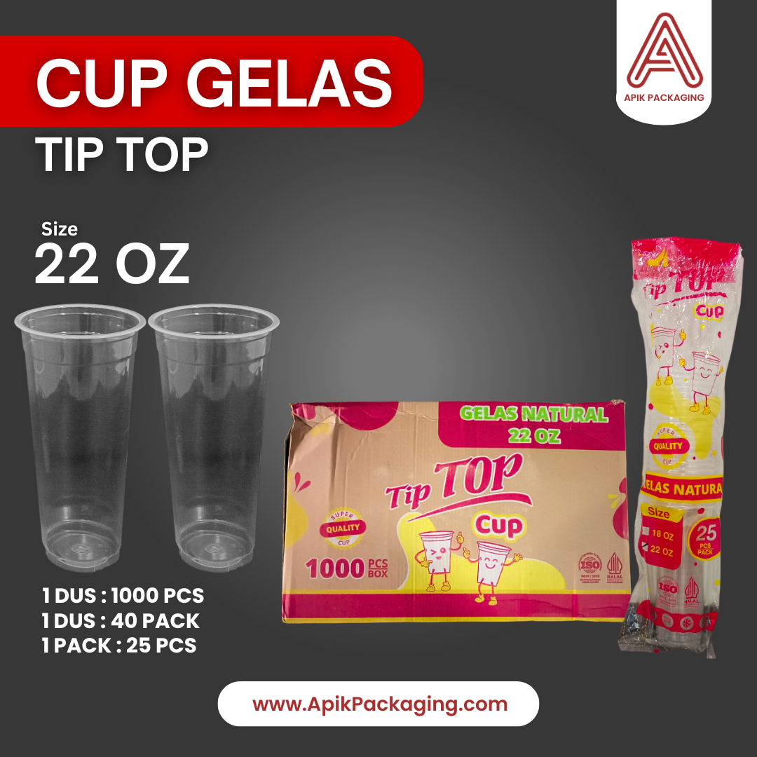 Cup Gelas Tip Top - 14 OZ, 16 OZ, 18 OZ, 22 OZ