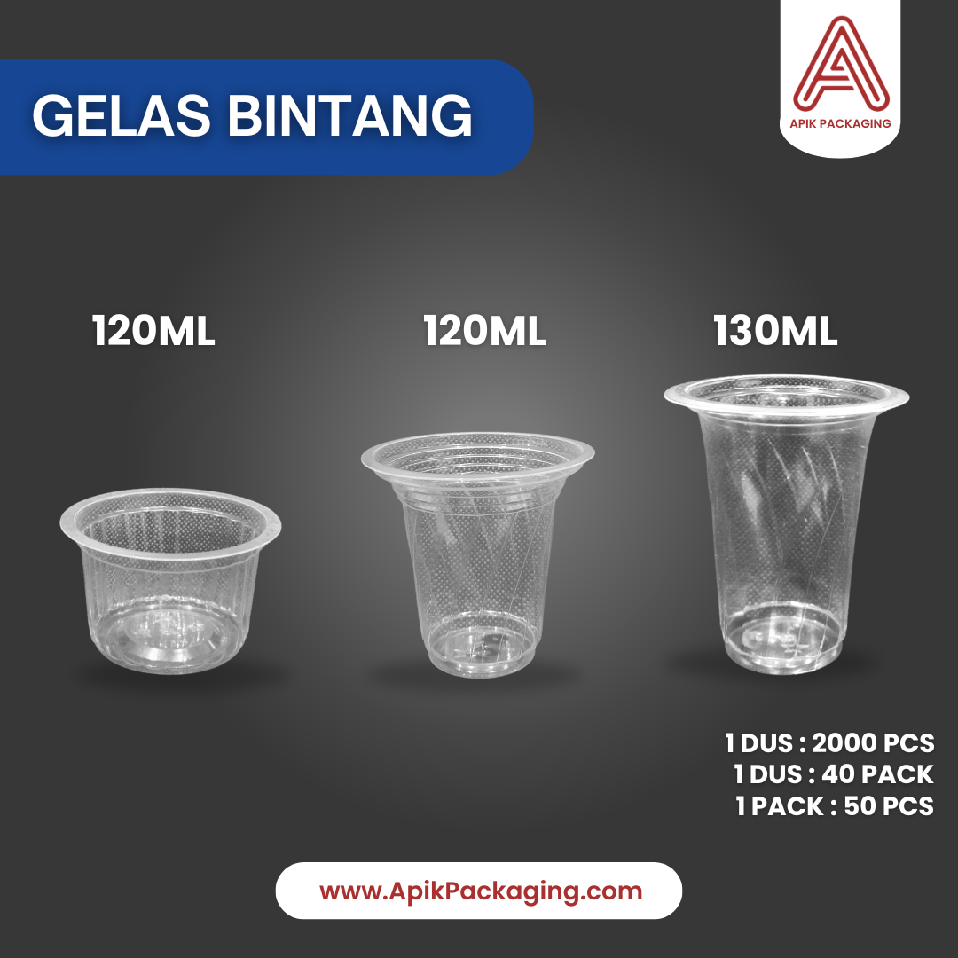 Gelas Bintang 120 ML, 130 ML, 160 ML, 180 ML, 220 ML