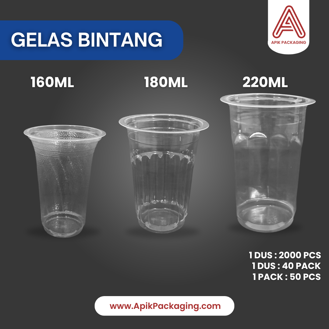 Gelas Bintang 120 ML, 130 ML, 160 ML, 180 ML, 220 ML