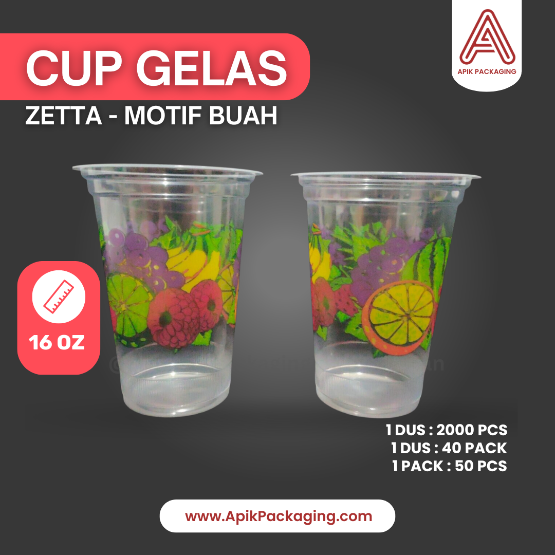 Cup Gelas Zetta - Motif Buah