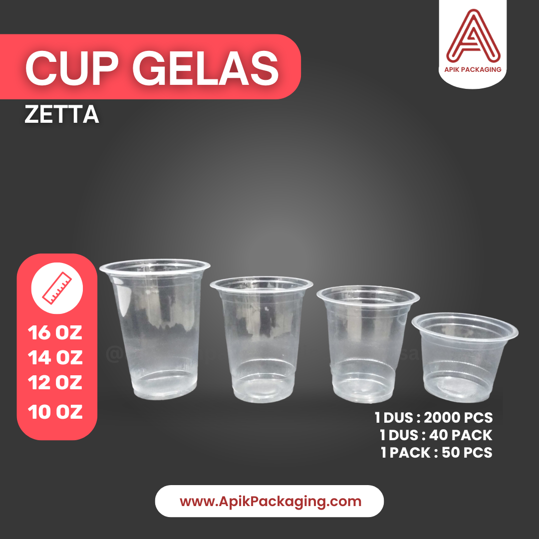 Cup Gelas Zetta 16 OZ, 14 OZ, 12 OZ, 10 OZ