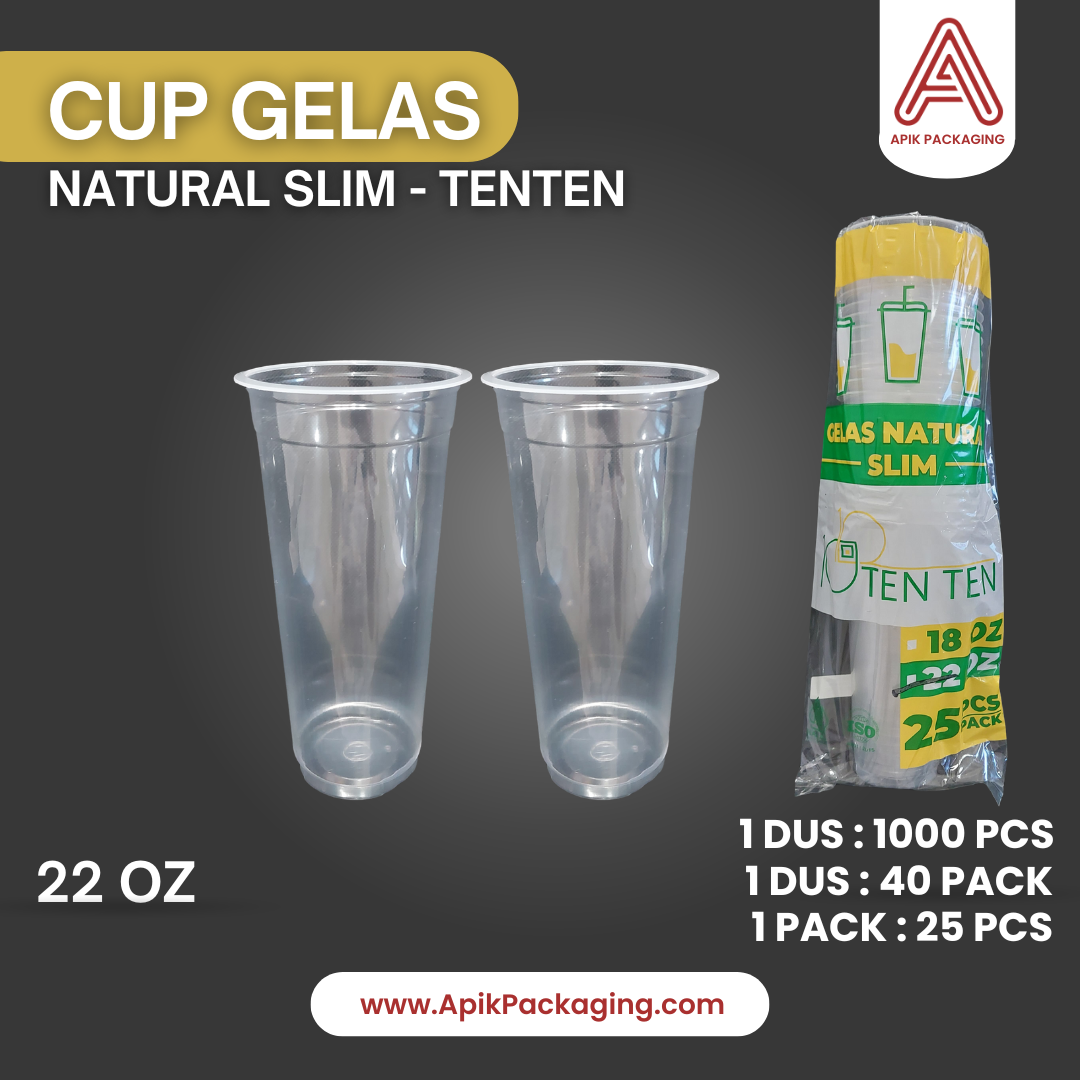 Cup Gelas Natural Slim - Tenten 22 OZ dan 18 OZ
