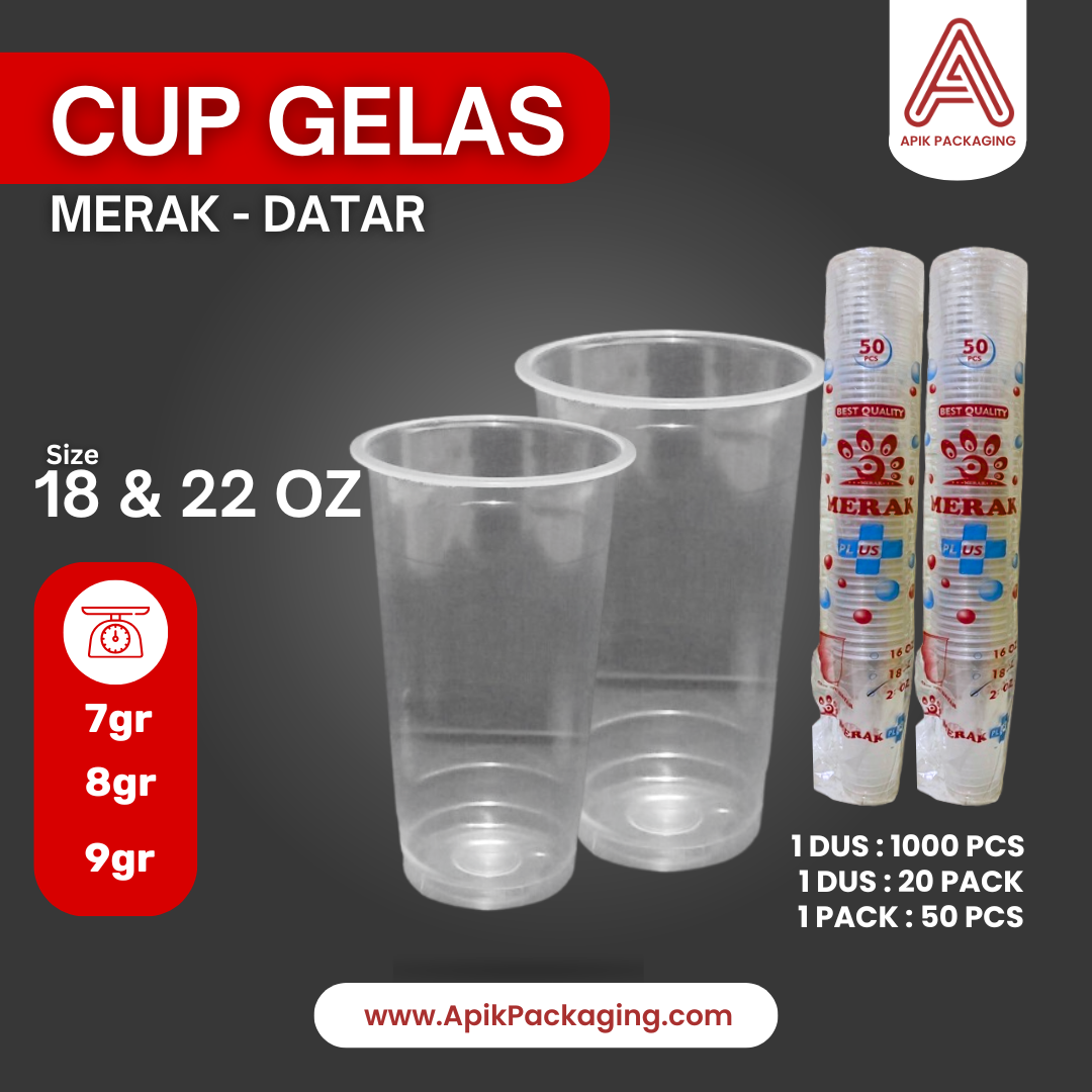 Cup Gelas Merak - Datar 18 OZ dan 22 OZ