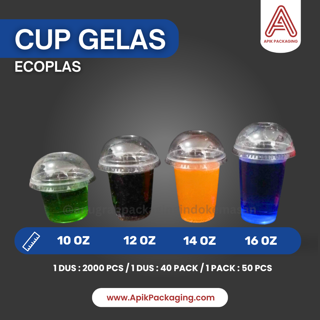 Cup Gelas Ecoplas 10 OZ, 12 OZ, 14 OZ, 16 OZ