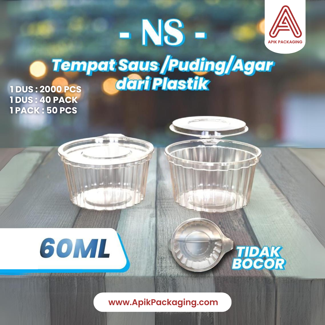 Tempat Saus / Puding / Agar NS dari Plastik 100 ML, 90 ML, 70 ML, 60 ML, 35 ML
