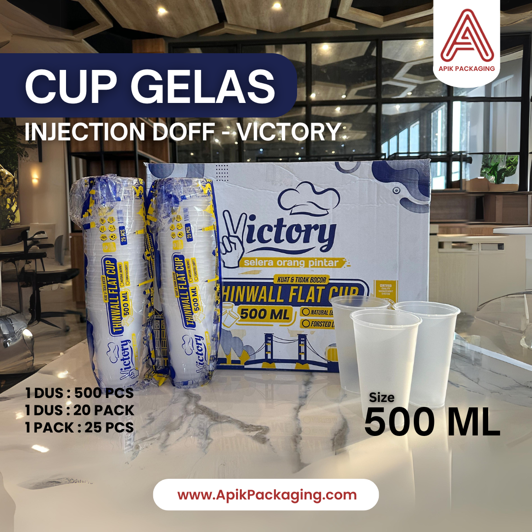Cup Gelas INJECTION Doff dan Bening VICTORY 700 ML, 500 ML, 400 ML