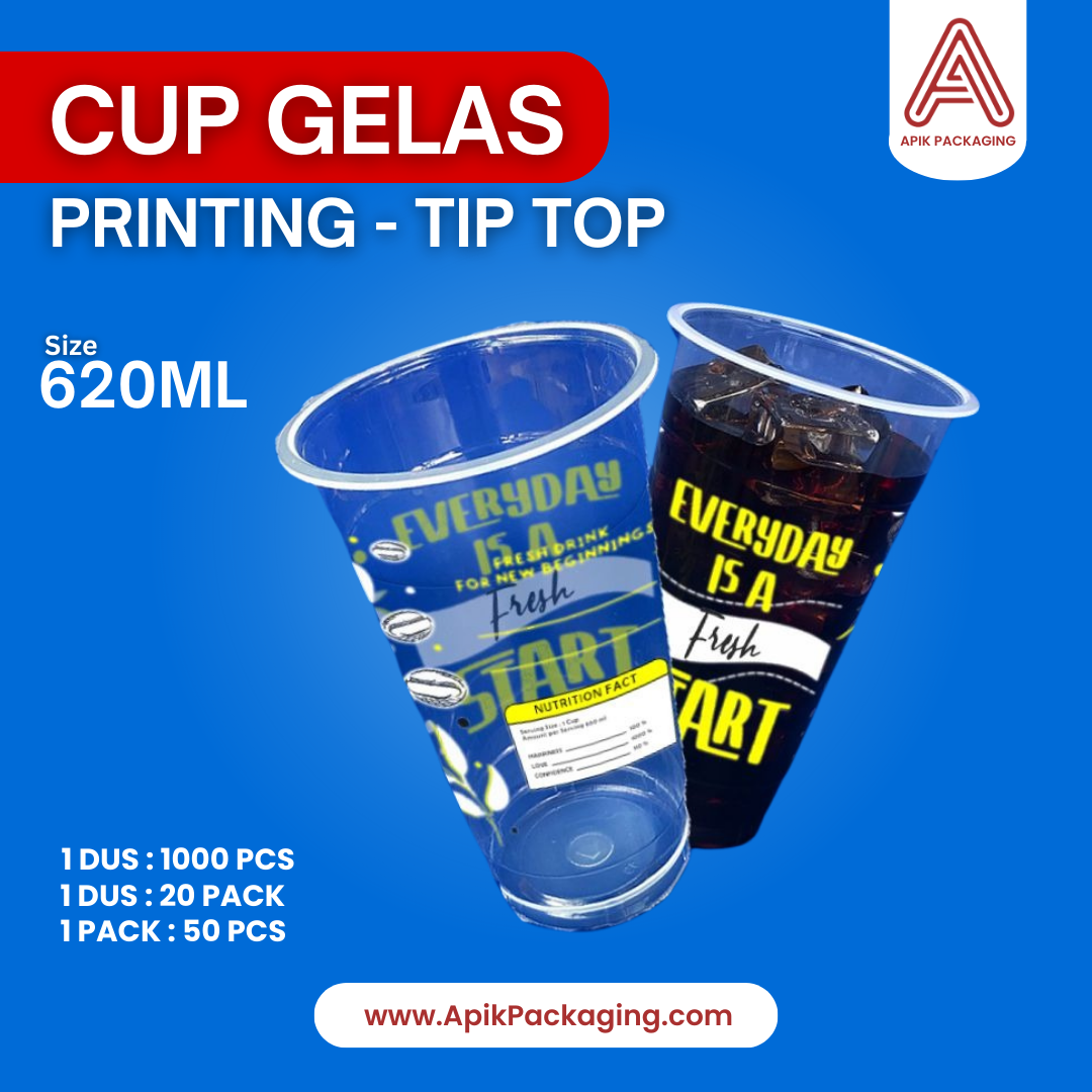 Cup Gelas PRINTING Tip Top 620 ML Berbagai Motif
