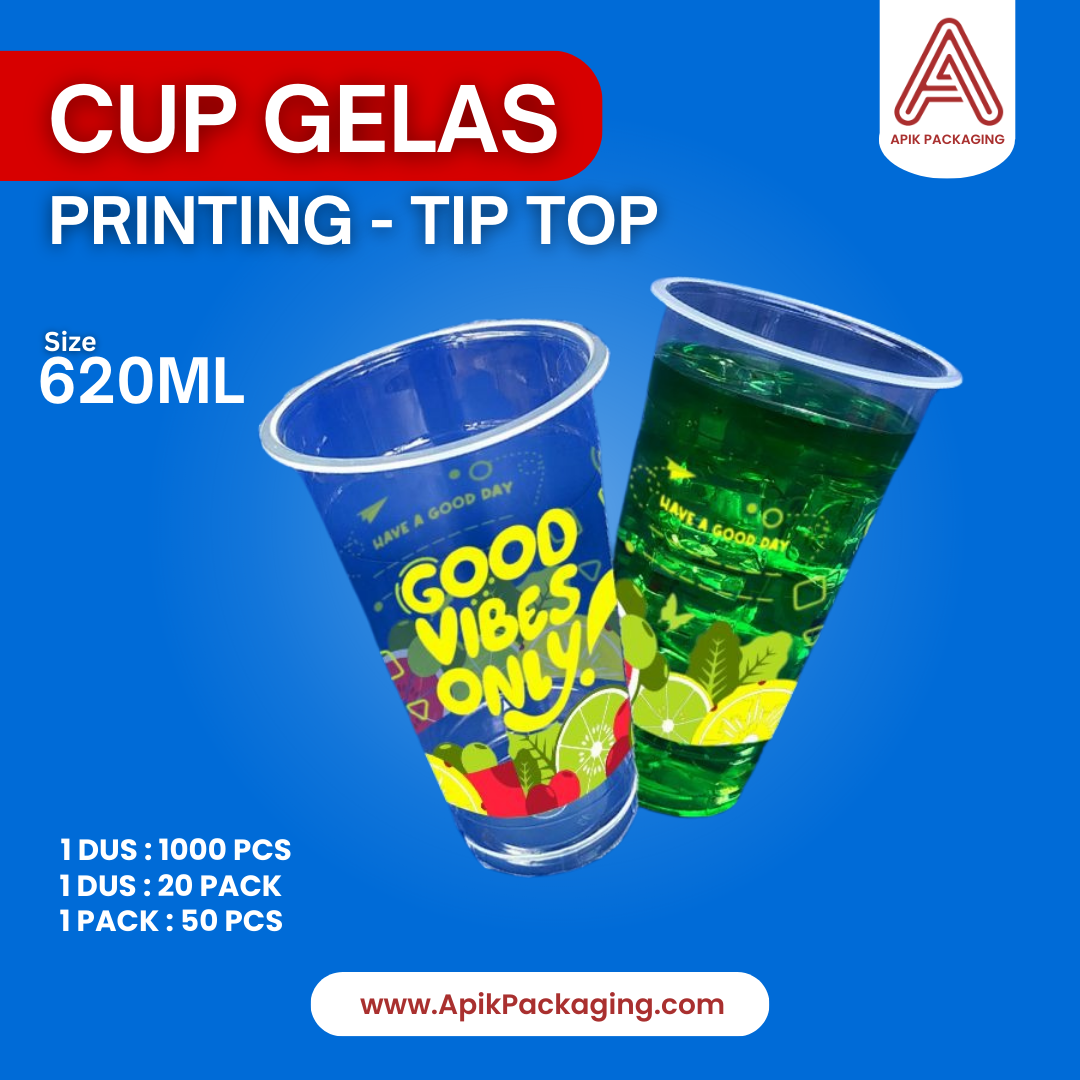 Cup Gelas PRINTING Tip Top 620 ML Berbagai Motif