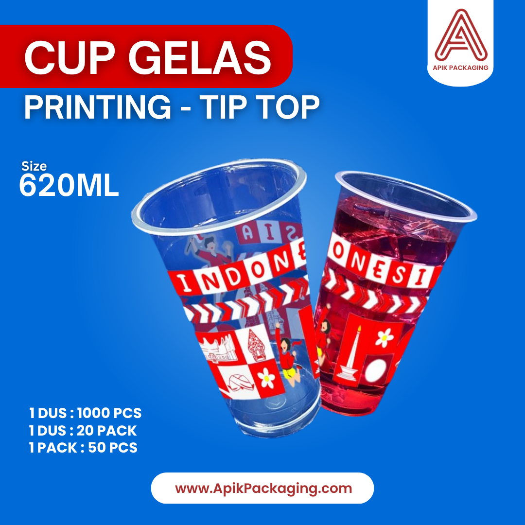 Cup Gelas PRINTING Tip Top 620 ML Berbagai Motif