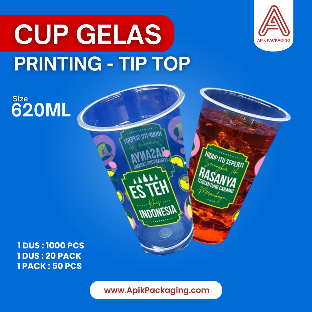 Cup Gelas PRINTING Tip Top 620 ML Berbagai Motif