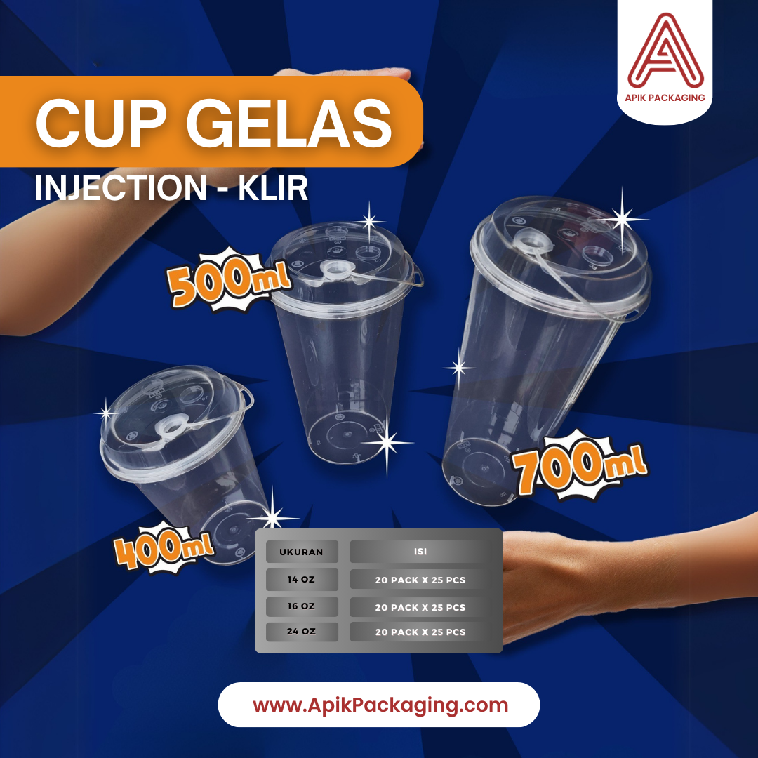 Cup Gelas Injection Klir 400 ML, 500 ML, 700 ML