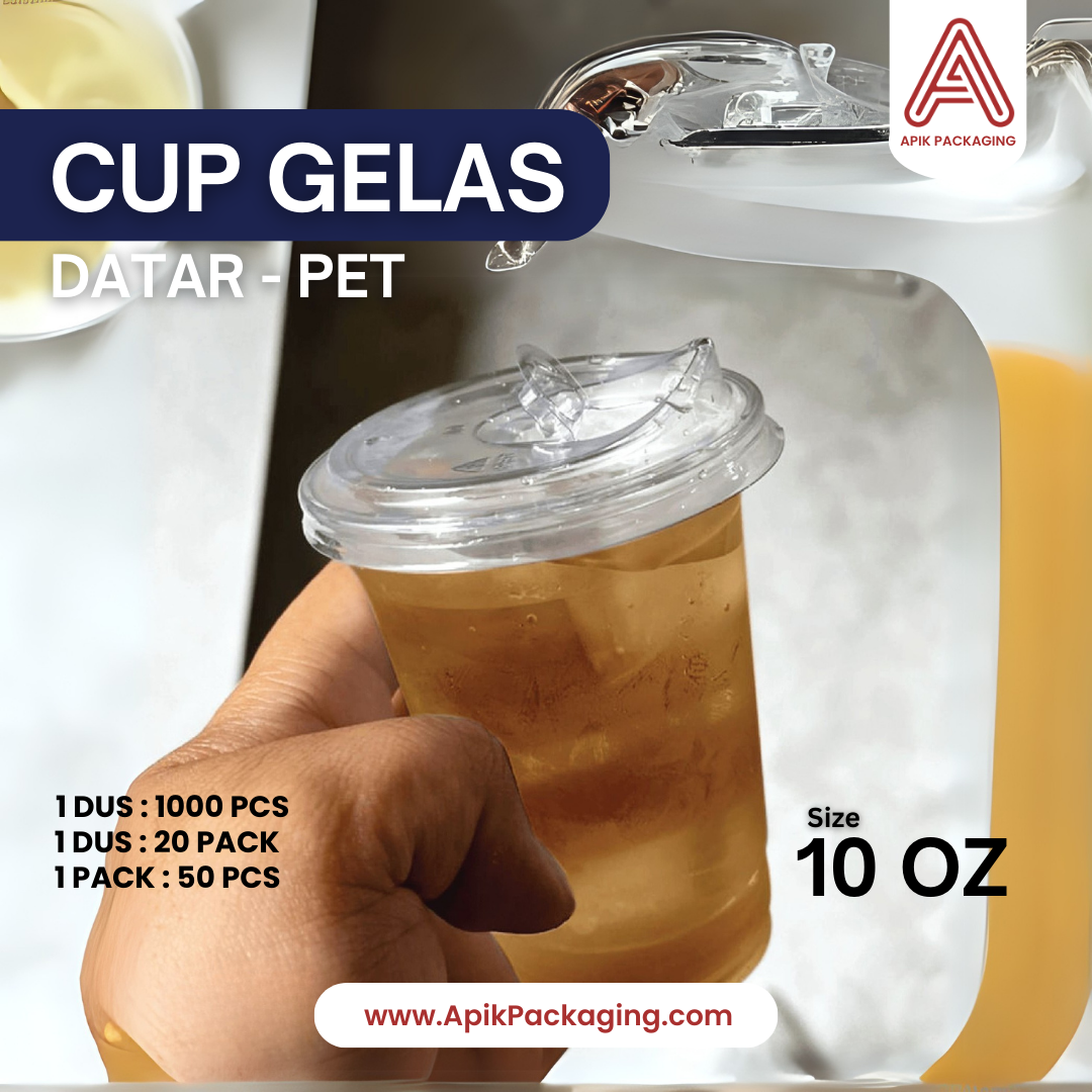 Cup Gelas Datar PET 8 OZ,10 OZ, 14 OZ, 16 OZ, 18 OZ, 20 OZ, 22 OZ, 24 OZ