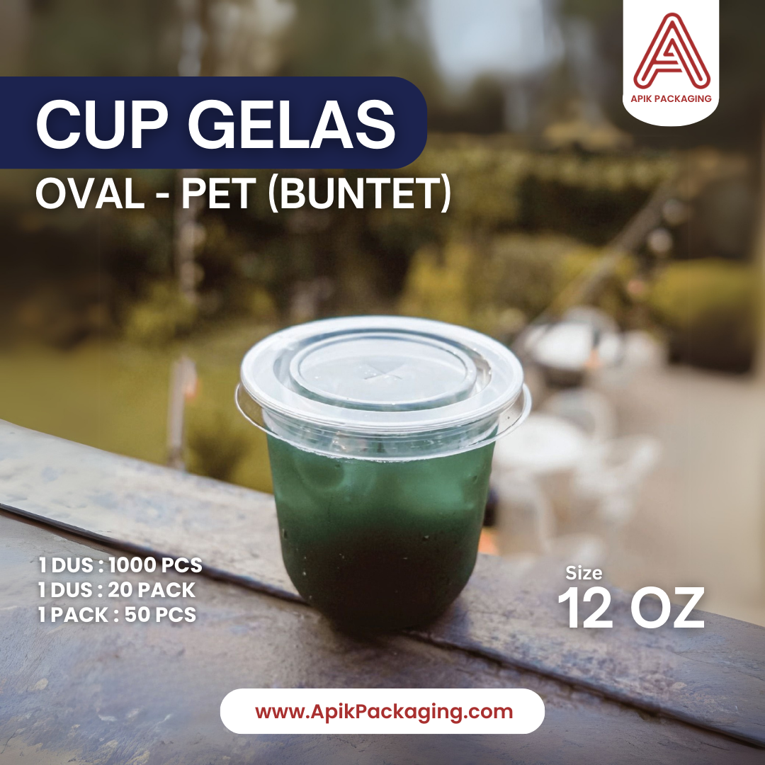 Cup Gelas OVAL PET 8 OZ, 12 OZ, 14 OZ, 16 OZ