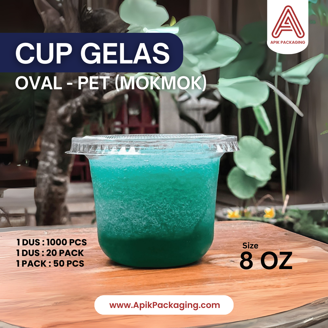 Cup Gelas OVAL PET 8 OZ, 12 OZ, 14 OZ, 16 OZ