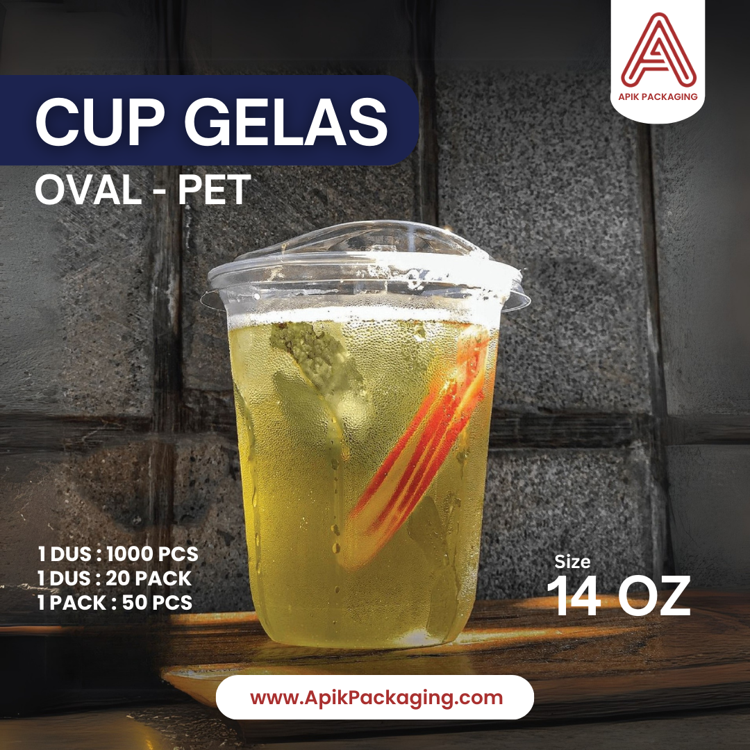 Cup Gelas OVAL PET 8 OZ, 12 OZ, 14 OZ, 16 OZ